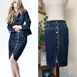 7 for All Mankind Button Down  Raw Edge Denim Pencil Skirt sz 26